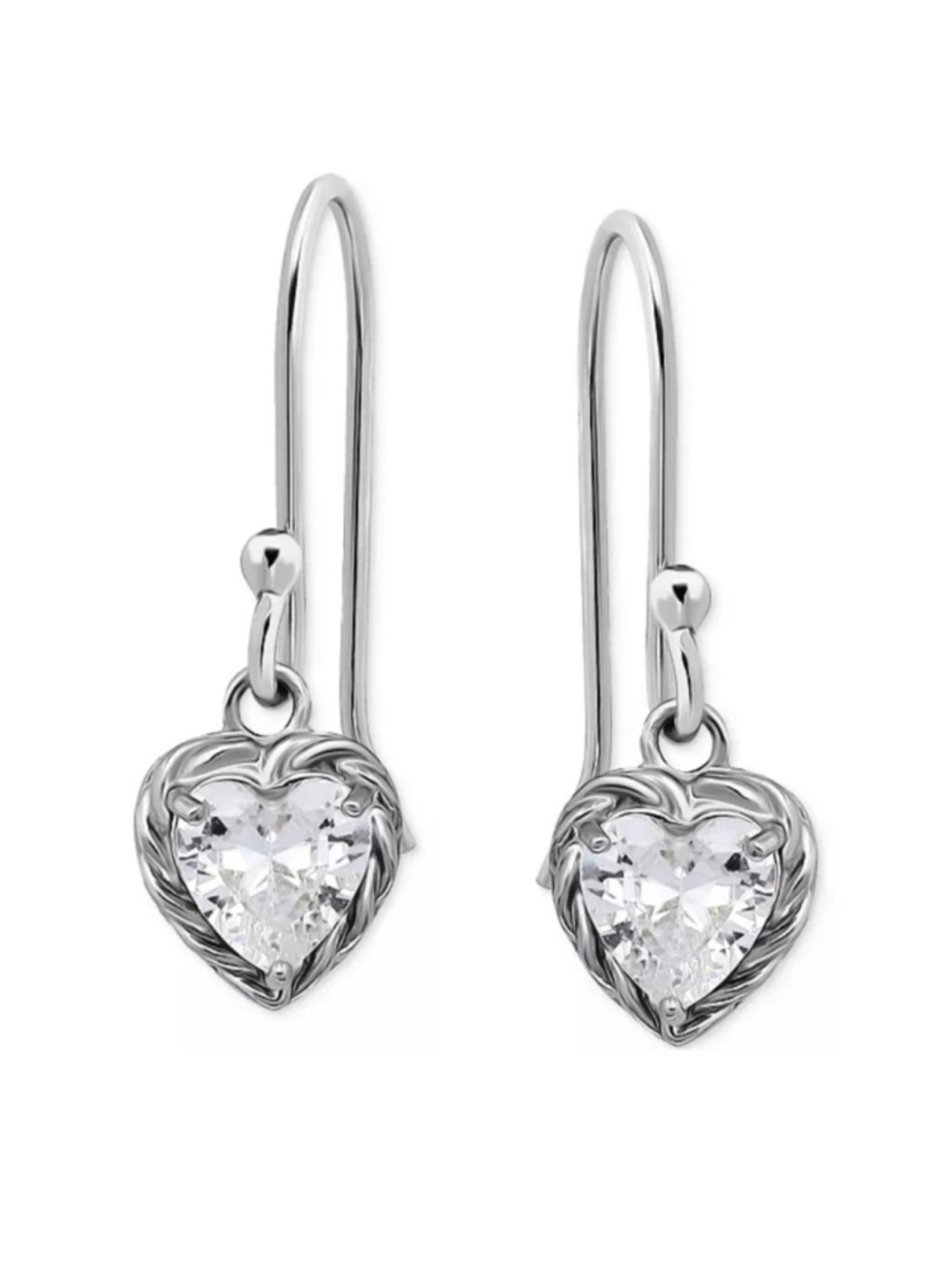 Giani Bernini Sterling Silver Heart Shaped Cubic Zirconia Drop Earrings